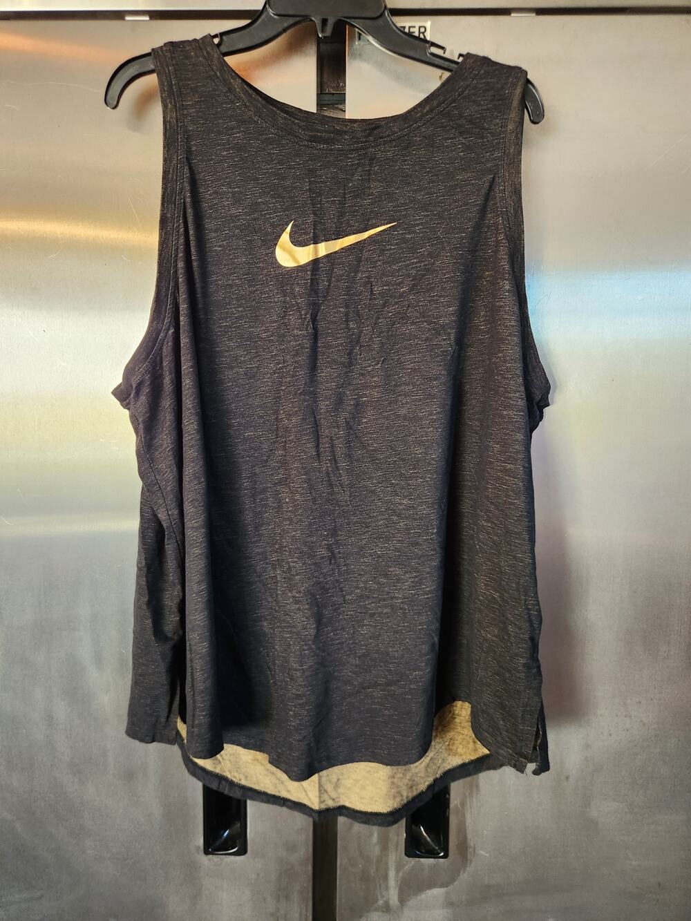 Nike Dri-FIT Womens Tank Top Plus Size 2X | Black Heather Swoosh Logo